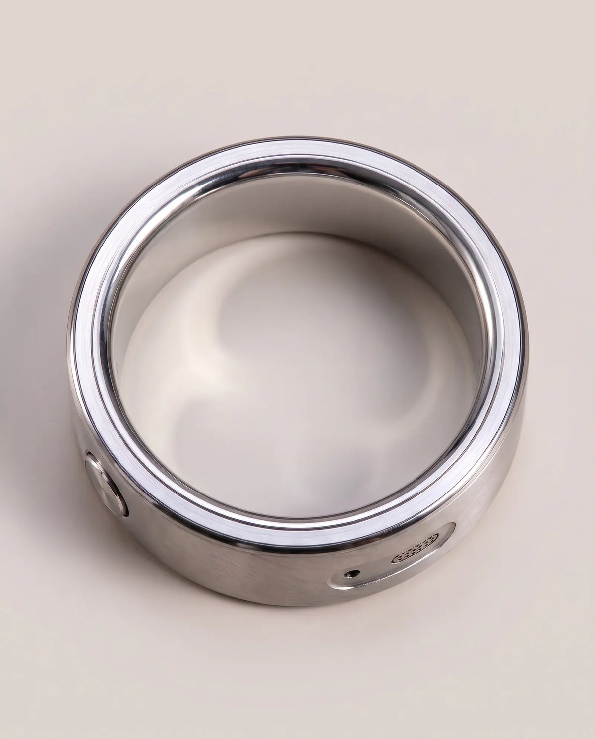 Inside of the ring: smooth, polished metal